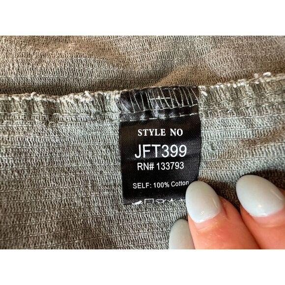 POL 100% Cotton Green Distressed Hem Jacket Size Small - Picture 4 of 4